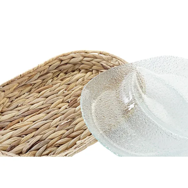 Uzkodu paplāte DKD Home Decor 38 x 25 x 4 cm Stikls Dabisks Caurspīdīgs