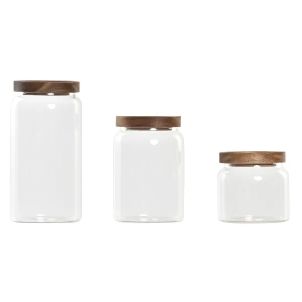 3  indeliai DKD Home Decor Akacija Borosilikatinis stiklas (1 L) (400 ml) (700 ml) (3 Dalys)
