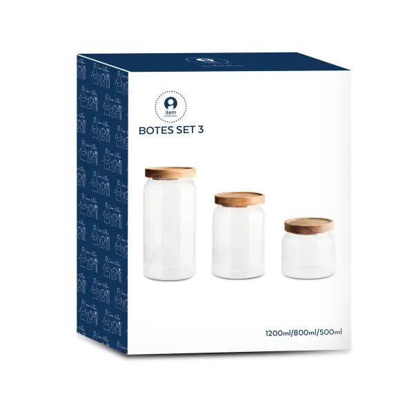 3 purkkia DKD Home Decor Akaasia Borosilikaattilasi (1 L) (400 ml) (700 ml) (3 Kappaletta)