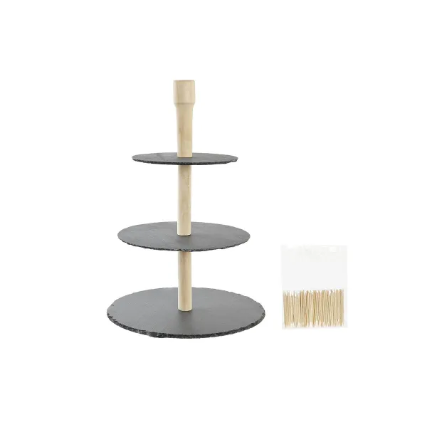 Välipalatarjotin DKD Home Decor 3 tason jalusta Bambu Taulu 28 x 28 x 39,5 cm