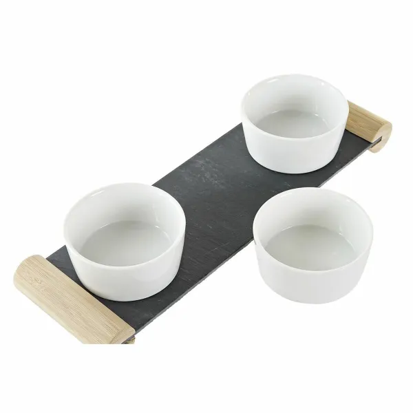 поднос для закусок DKD Home Decor Белый Чёрный Керамика Доска 33 x 10 x 5,8 cm