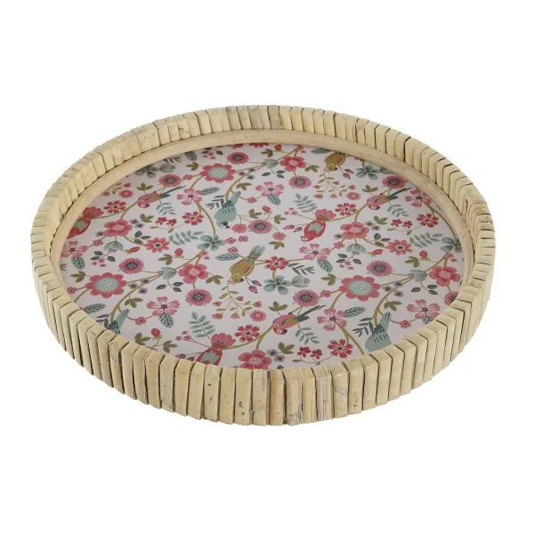 Uzkodu paplāte DKD Home Decor 26 x 26 x 14,5 cm Dabisks Metāls Koks MDF Shabby Chic