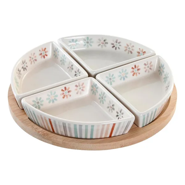 Uzkodu paplāte DKD Home Decor 21,5 x 21,5 x 1 cm Daudzkrāsains Keramika
