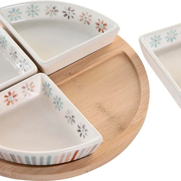 Uzkodu paplāte DKD Home Decor 21,5 x 21,5 x 1 cm Daudzkrāsains Keramika