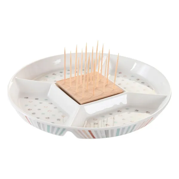 поднос для закусок DKD Home Decor 23,5 x 23,5 x 3 cm Разноцветный Керамика