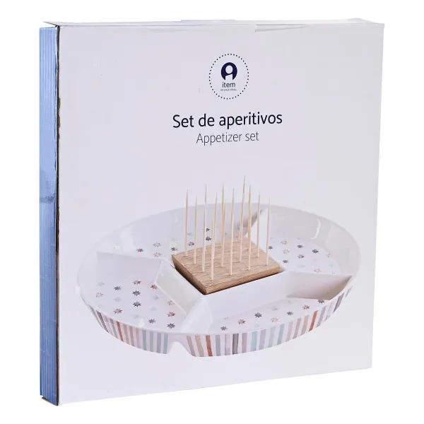 поднос для закусок DKD Home Decor 23,5 x 23,5 x 3 cm Разноцветный Керамика