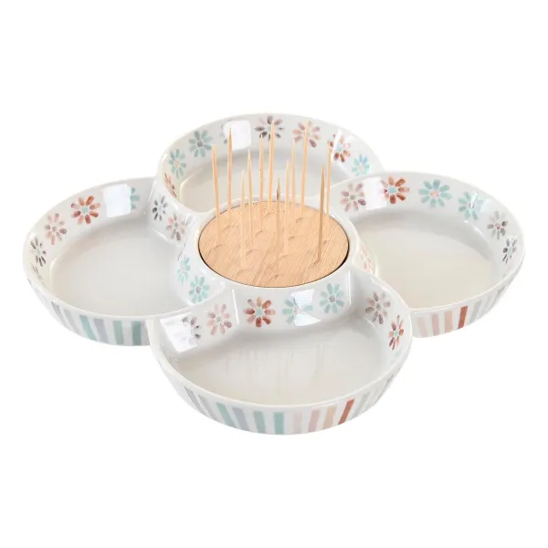 поднос для закусок DKD Home Decor Разноцветный 22 x 22 x 3 cm Керамика