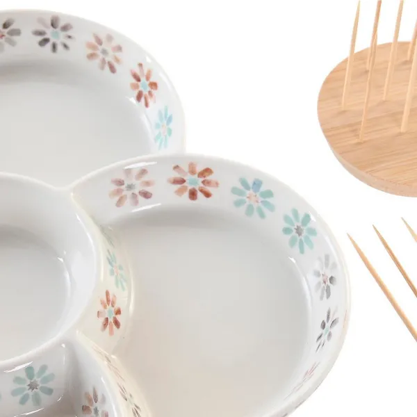 поднос для закусок DKD Home Decor Разноцветный 22 x 22 x 3 cm Керамика