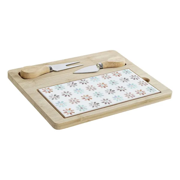 Uzkodu paplāte DKD Home Decor 24,5 x 20 x 1,2 cm Daudzkrāsains Keramika