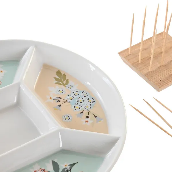 Užkandžių dėklas DKD Home Decor 23,5 x 23,5 x 3 cm Žalia Keramikos dirbinys