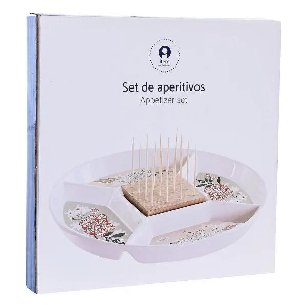 поднос для закусок DKD Home Decor 23,5 x 23,5 x 3 cm Зеленый Керамика
