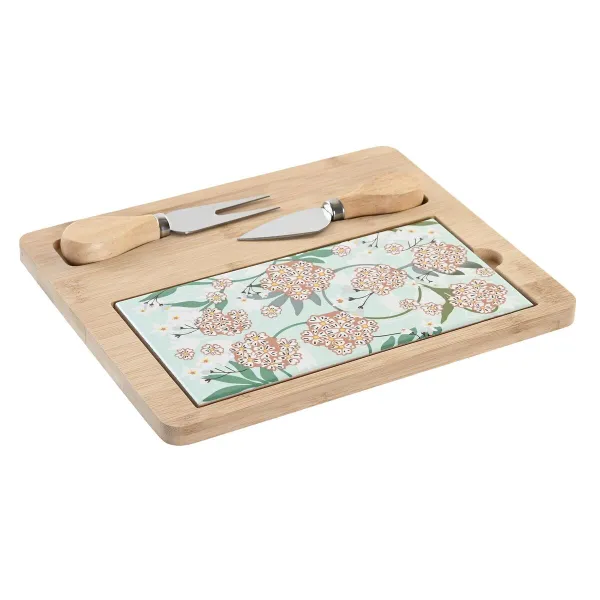 Välipalatarjotin DKD Home Decor 24,5 x 20 x 1,2 cm Beige Vihreä Kivitavara