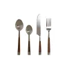 Cutlery DKD Home Decor Natural Silver Stainless steel Acacia (4,5 x 2 x 20 cm)