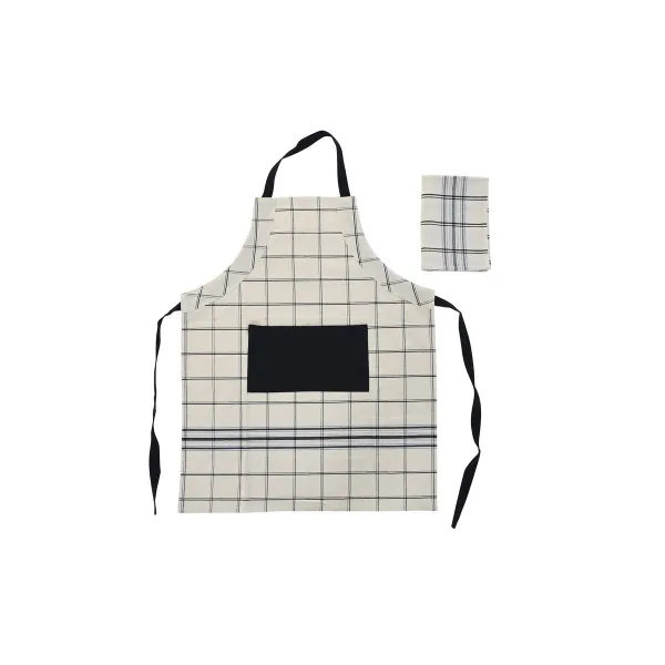 Priekšauts ar Kabatu Priekšauts ar Kabatu DKD Home Decor 70 x 1 x 85 cm Melns Bēšs Zils Kokvilna