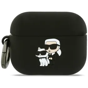 Karl Lagerfeld Silicone Karl & Choupette Head 3D - AirPods Pro 3 Case (Black)