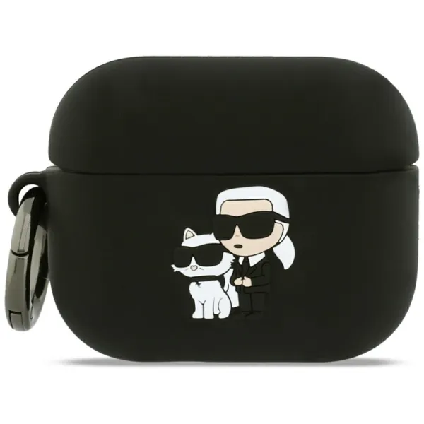 Karl Lagerfeld Silicone Karl & Choupette Head 3D - AirPods Pro 3 Case (Black)