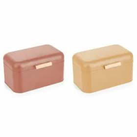 Leipäkori DKD Home Decor 30,50 x 20,7 x 15 cm Metalli Terrakotta Keltainen Vintage (2 osaa)