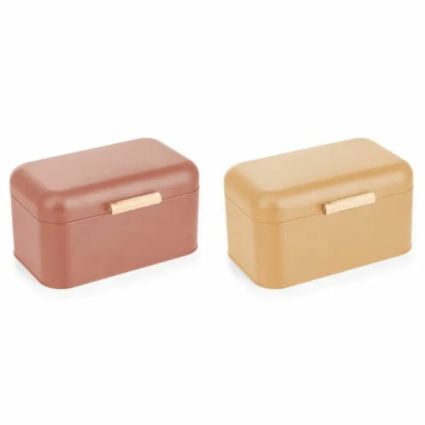 Duonos krepšelis DKD Home Decor 30,50 x 20,7 x 15 cm Metalinis Degtas molis Geltona Vintage (2 vnt.)