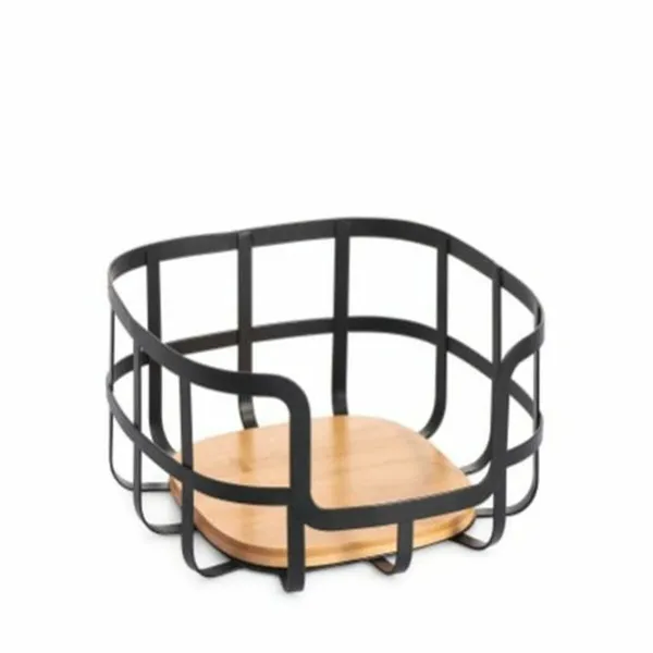 Augļu Bļoda DKD Home Decor 24 x 24 x 12,7 cm Dabisks Melns Tērauds