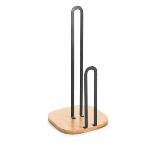 Virtuves Dvieļa Turētājs DKD Home Decor 16 x 16 x 31,3 cm Dabisks Melns Tērauds