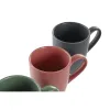 4-osainen mukisetti DKD Home Decor Vihreä Pinkki Luonnollinen Tumman harmaa Kivitavara 160 ml 17 x 12 x 39 cm