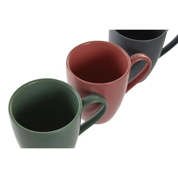 4-osainen mukisetti DKD Home Decor Vihreä Pinkki Tumman harmaa Kivitavara 300 ml 19 x 13 x 31 cm