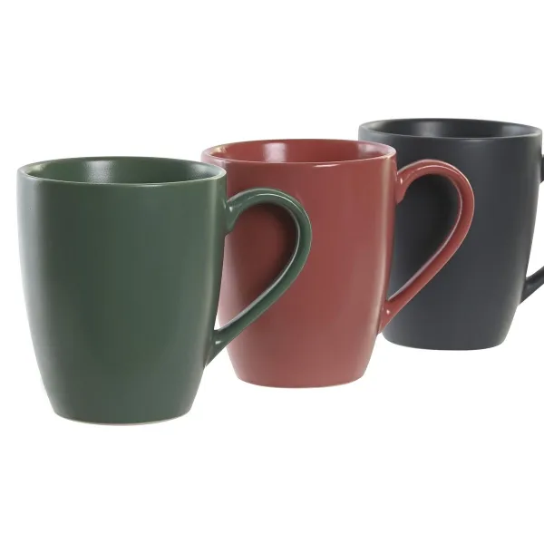 4-osainen mukisetti DKD Home Decor Vihreä Pinkki Tumman harmaa Kivitavara 300 ml 19 x 13 x 31 cm