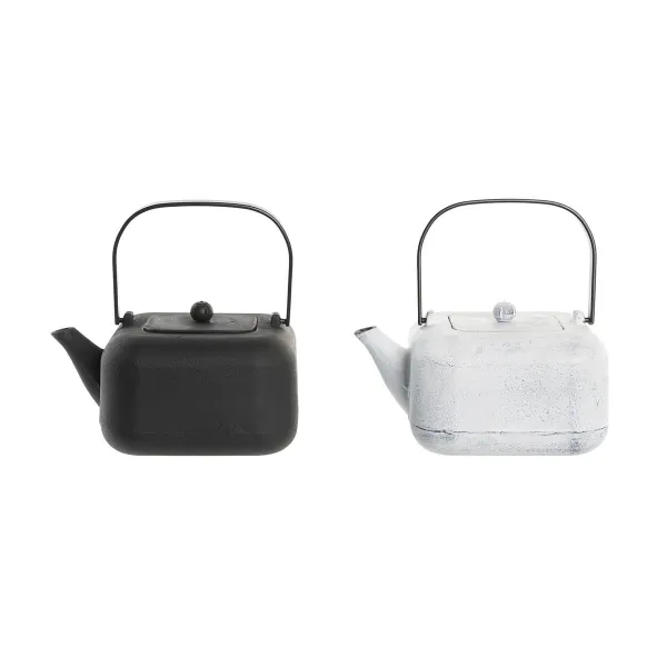 Tējkanna DKD Home Decor Melns Nerūsējošais tērauds Balts 1,2 L (2 gb.)