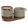 Сахарница DKD Home Decor 19,5 x 18,5 x 7 cm Бежевый Коричневый древесина каучукового дерева 4 Предметы