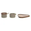 Sokeriastia DKD Home Decor 19,5 x 18,5 x 7 cm Beige Ruskea Kumipuu 4 Kappaletta