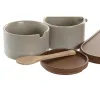 Cukraus dubuo DKD Home Decor 19,5 x 18,5 x 7 cm Rusvai gelsva Ruda Kaučiukmedžio mediena 4 Dalys