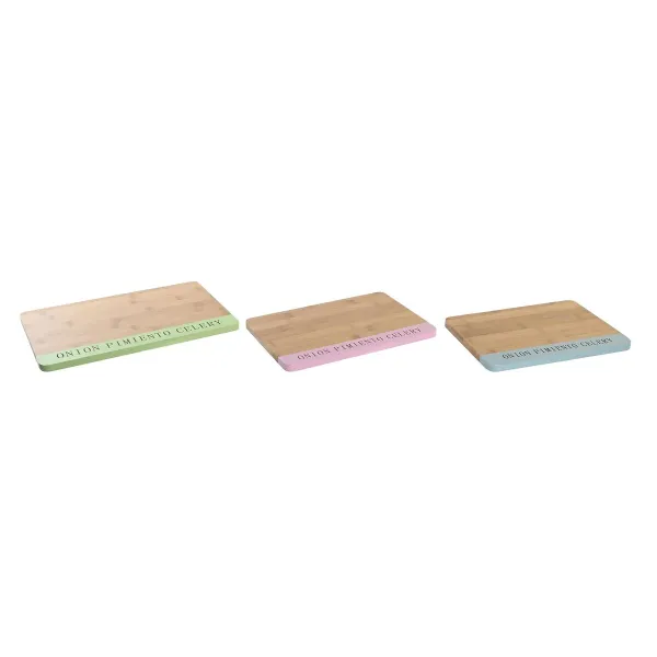 Griešanas dēlis DKD Home Decor Zils Zaļš Rozā Bambuss 33,5 x 22,4 x 1,2 cm