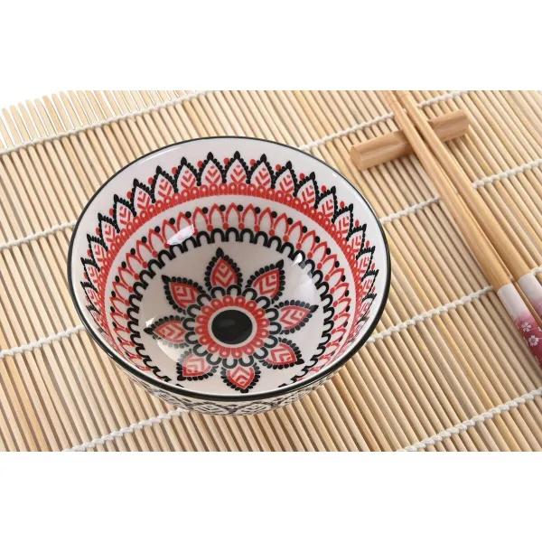 Sushisetti DKD Home Decor 14,5 x 14,5 x 31 cm Monivärinen Mandala Kivitavara Itämainen (16 Kappaletta)