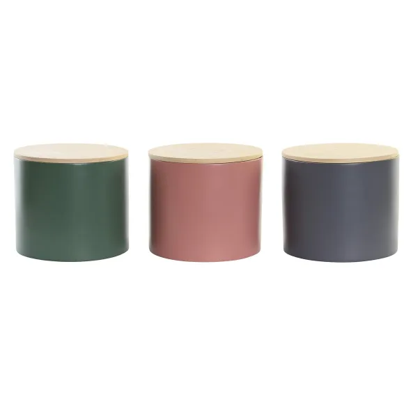 Purkki DKD Home Decor Bambu 2,6 L 18 x 18 x 16 cm (3 osaa)