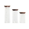 3 caurules DKD Home Decor 10,2 x 10,2 x 27,7 cm Dabisks Caurspīdīgs Akācija Vēstules Borosilikāta glāze