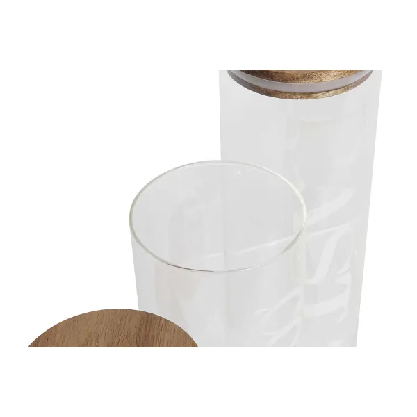 3 caurules DKD Home Decor 10,2 x 10,2 x 27,7 cm Dabisks Caurspīdīgs Akācija Vēstules Borosilikāta glāze