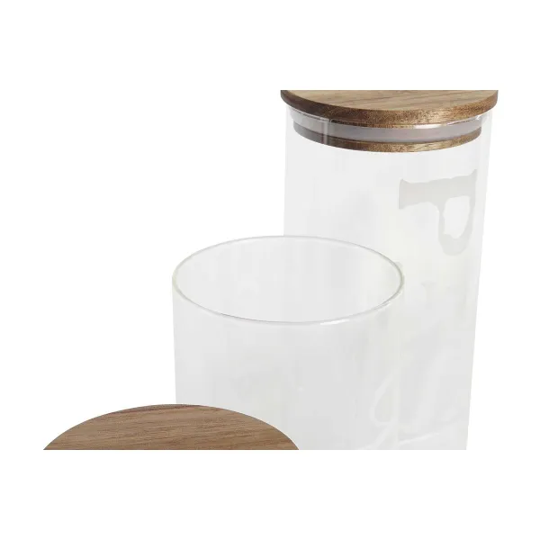 3 caurules DKD Home Decor 10,2 x 10,2 x 27,7 cm Dabisks Caurspīdīgs Akācija Vēstules Borosilikāta glāze
