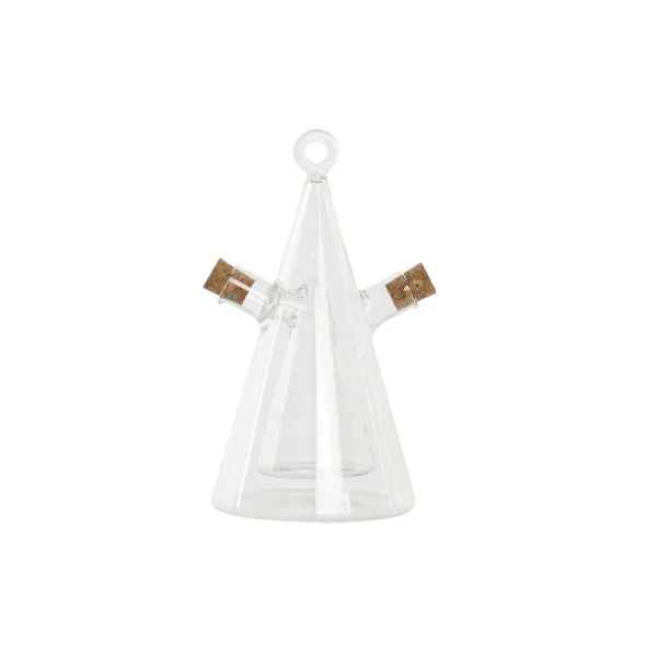 Eļļas un etiķa komplekts DKD Home Decor 10,5 x 9 x 18 cm Caurspīdīgs Korķis 300 ml Borosilikāta glāze