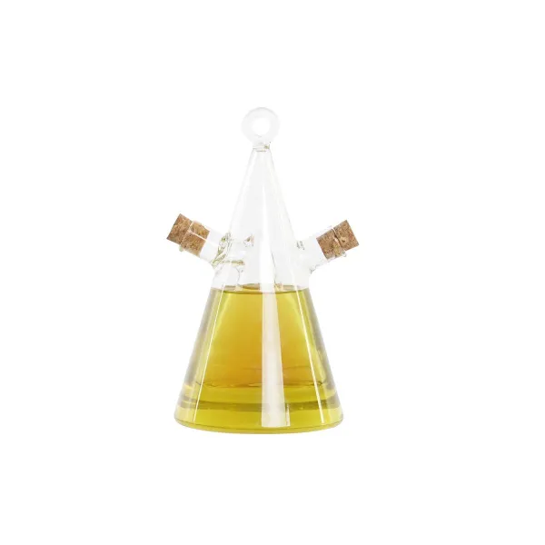 Eļļas un etiķa komplekts DKD Home Decor 10,5 x 9 x 18 cm Caurspīdīgs Korķis 300 ml Borosilikāta glāze