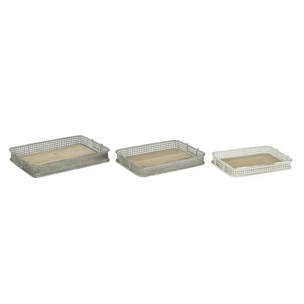 Tarjotinsetti DKD Home Decor 53 x 38 x 8 cm Metalli Monivärinen (3 osaa)