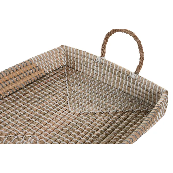 Padėklų rinkinys DKD Home Decor Geltona Natūralus 48 x 38 x 15 cm 52 x 38 x 15 cm (2 vnt.)