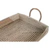 Tarjotinsetti DKD Home Decor Keltainen Luonnollinen 48 x 38 x 15 cm 52 x 38 x 15 cm (2 osaa)