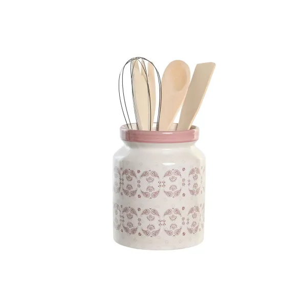 Ruukku keittiövälineille DKD Home Decor Metalli Dolomite Puu MDF 12 x 12 x 22 cm
