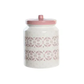 Purkki DKD Home Decor 15,5 x 15,5 x 21 cm Pinkki Valkoinen Dolomite