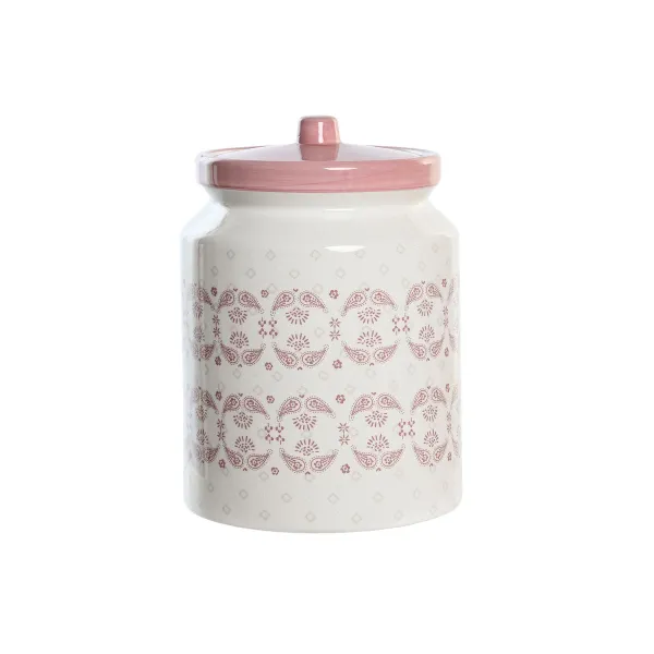 Purkki DKD Home Decor 15,5 x 15,5 x 21 cm Pinkki Valkoinen Dolomite