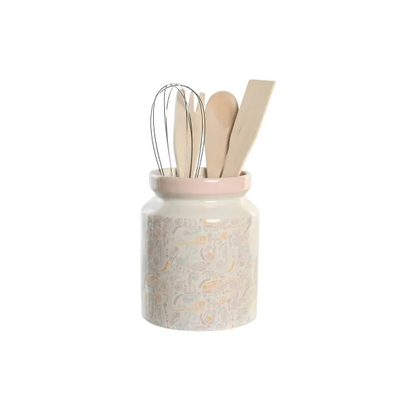 Ruukku keittiövälineille DKD Home Decor Metalli Dolomite Puu MDF 12 x 12 x 25 cm