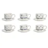 Puodelių su lėkštutėmis rinkinys DKD Home Decor Mėlyna Balta Metalinis Dolomite 180 ml 20 x 18 x 20 cm