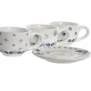 Krūzīšu komplekts ar apakštasēm DKD Home Decor Zils Balts Metāls Dolomite 180 ml 20 x 18 x 20 cm