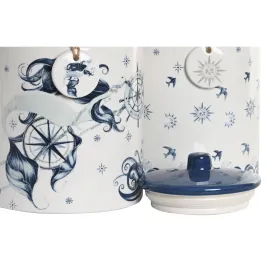 Skārdene DKD Home Decor Zils 15 x 15 x 21 cm Balts Dolomite (2 gb.)