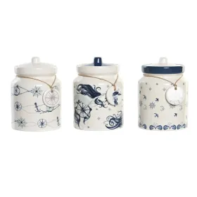 Skārdene DKD Home Decor 12 x 12 x 16 cm Zils Balts Dolomite (3 gb.)